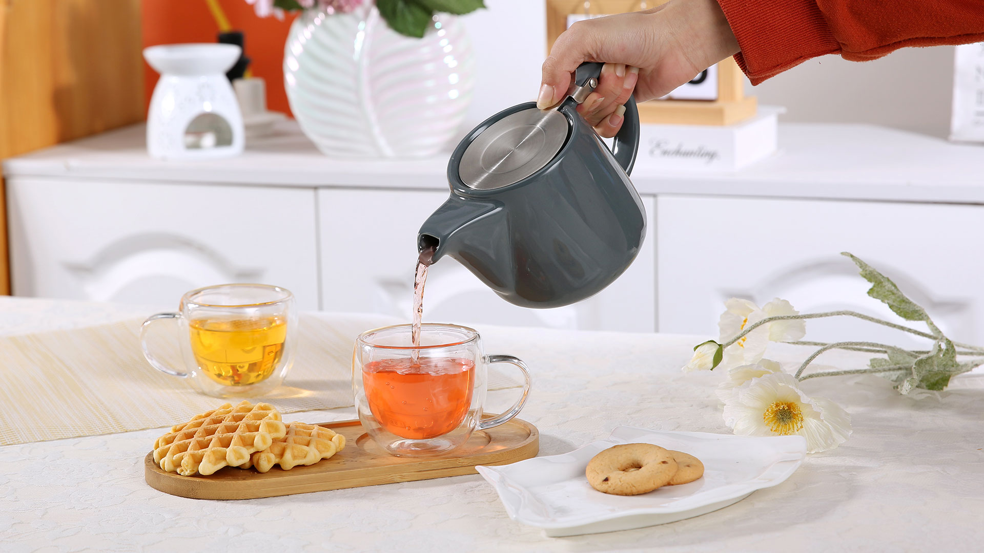 Amazon.com | Auxmeware - Ceramic Teapot With Stainless Steel